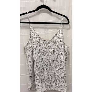 A New Day Womens Dalmatian Polka Dot Camisole V-Neck Tank Top White Black Large